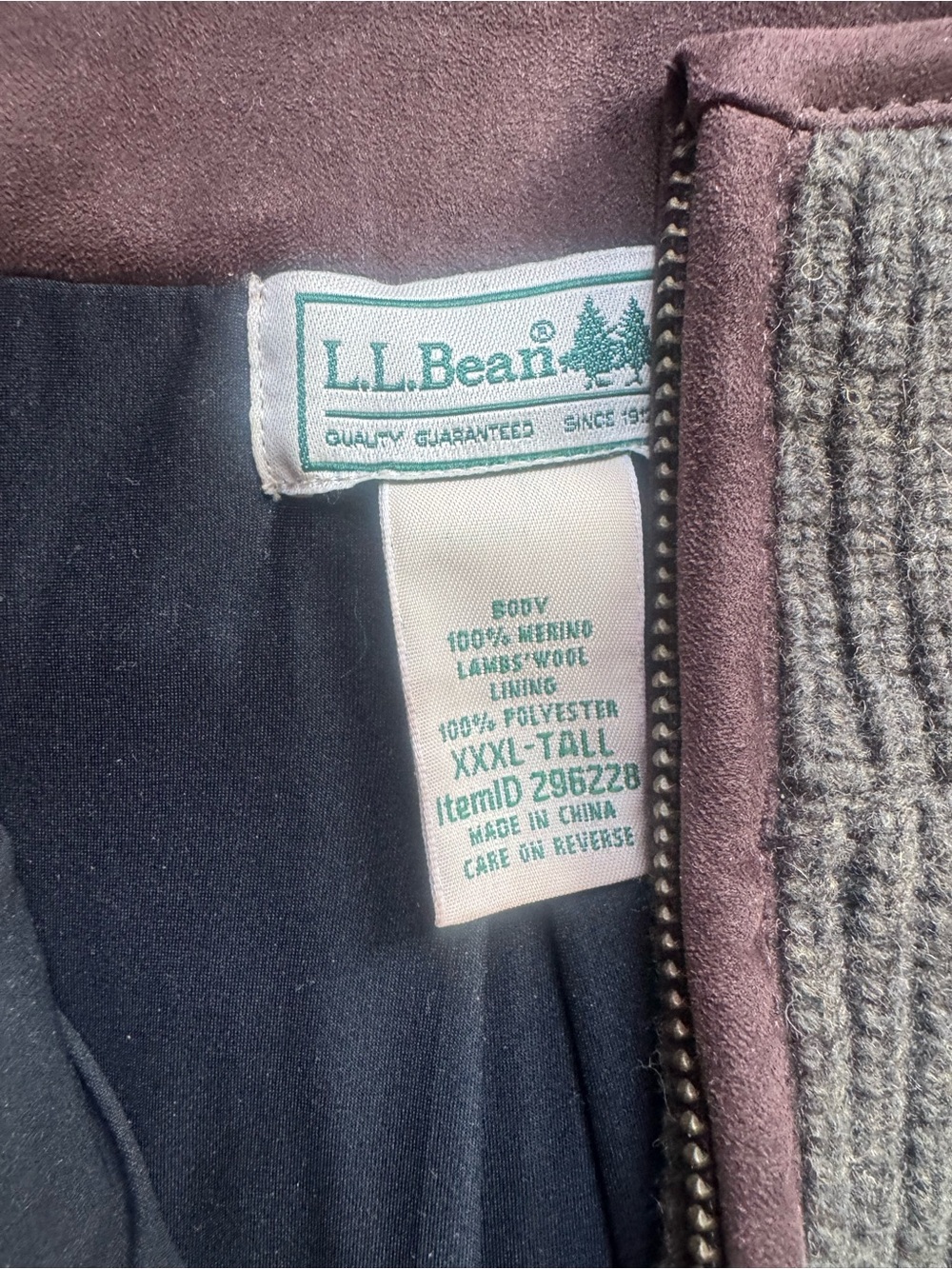 L.L. Bean Olive Green Half-Zip Ribbed Turtleneck Sweater with Brown Trim - Picture 4 of 6